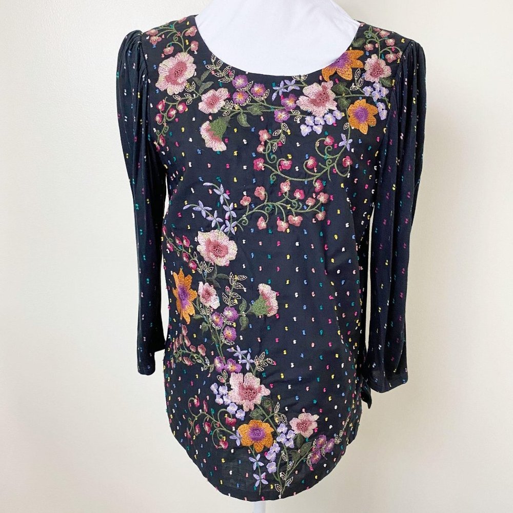 One September Floral Embroidered Blouse